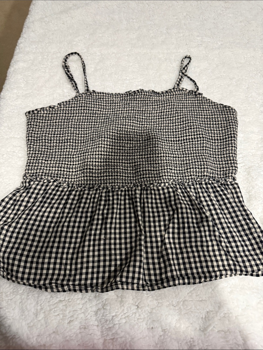 Old Navy Black and White Gingham Peplum Cami